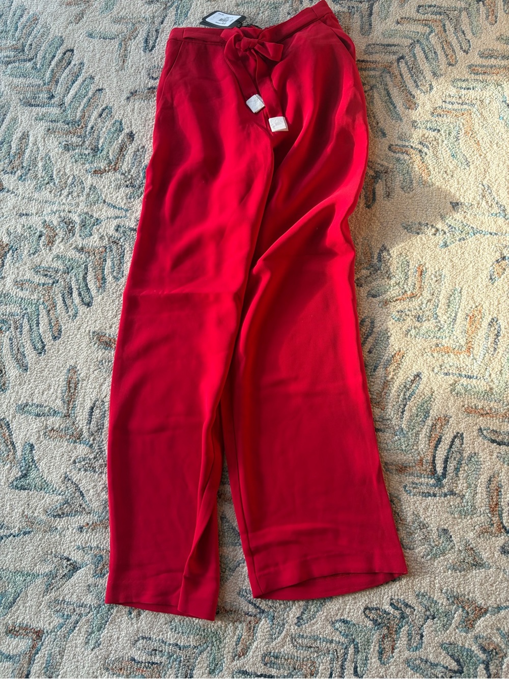 Armani Exchange Red Tie-Waist Pull-On Pants